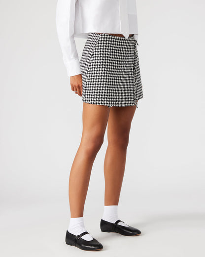 LEON Black/White Women's Wrap Mini Skirt | Steve Madden Customer Favorite