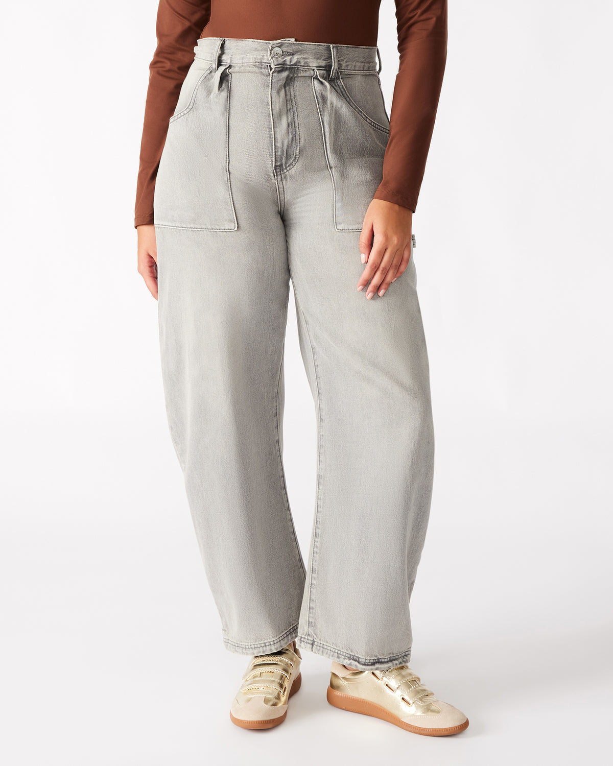 HANSEN Pant Light Grey | Women's Barrel Leg Pants | Steve Madden Featured