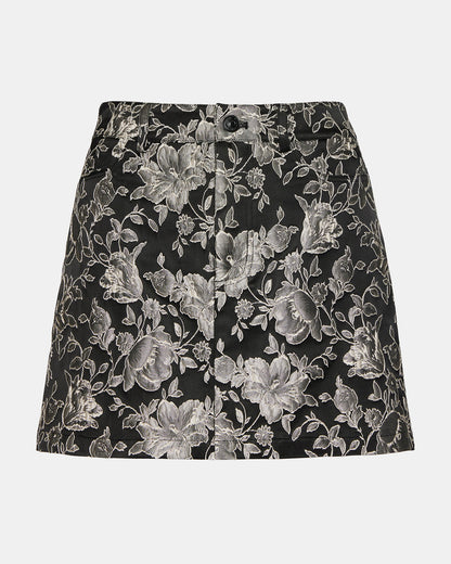 BECK Skirt Black Multi | Women's Floral Print Mini Skirt | Steve Madden Featured