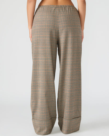 IDRA Brown Pull-On Tie-Front Cuffed Plaid Women's Pants | Steve Madden Premium