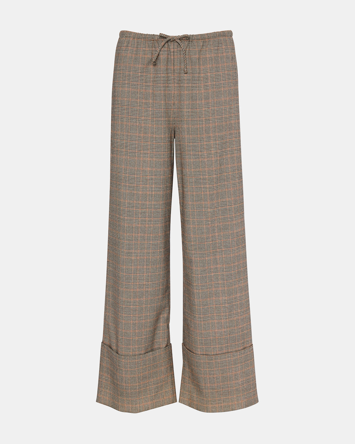 IDRA Brown Pull-On Tie-Front Cuffed Plaid Women's Pants | Steve Madden Premium