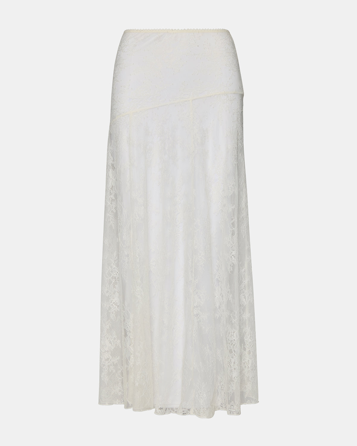 VEERA White Mesh Lace Flowy Maxi Skirt | Steve Madden Great Value