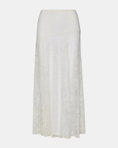 VEERA White Mesh Lace Flowy Maxi Skirt | Steve Madden Great Value