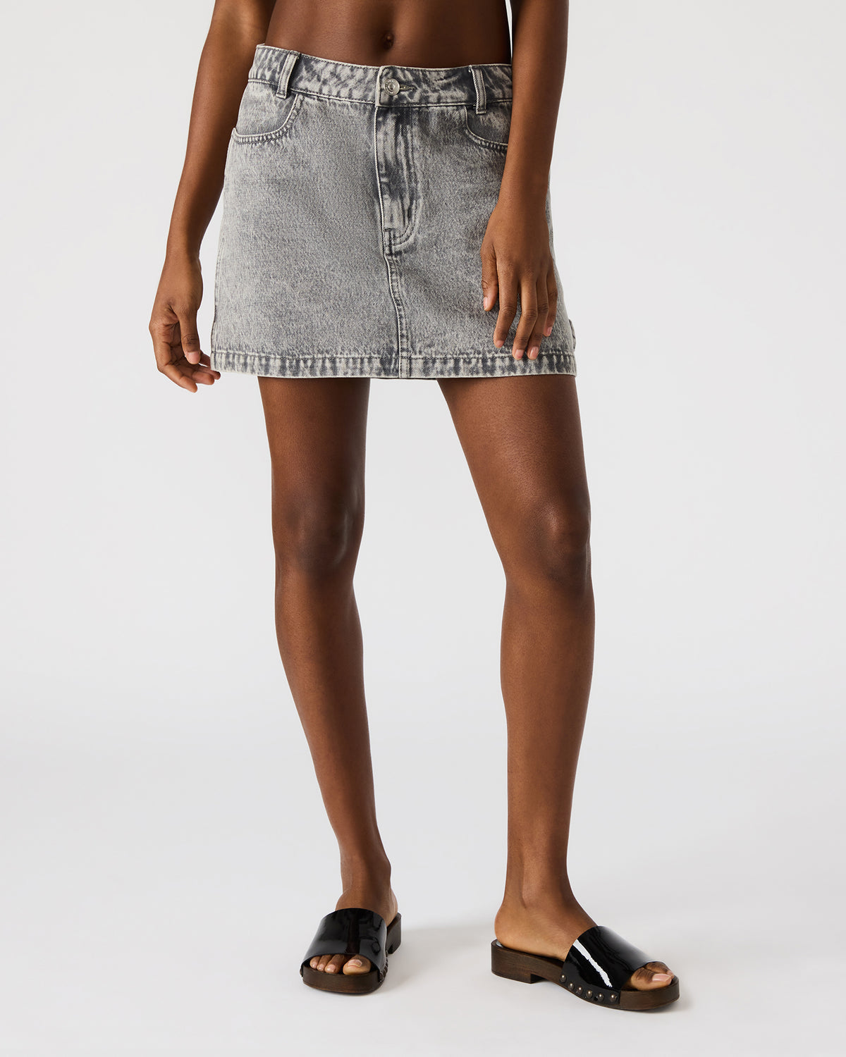 ABACO Light Grey Women's Denim Skirt | Steve Madden Trusted