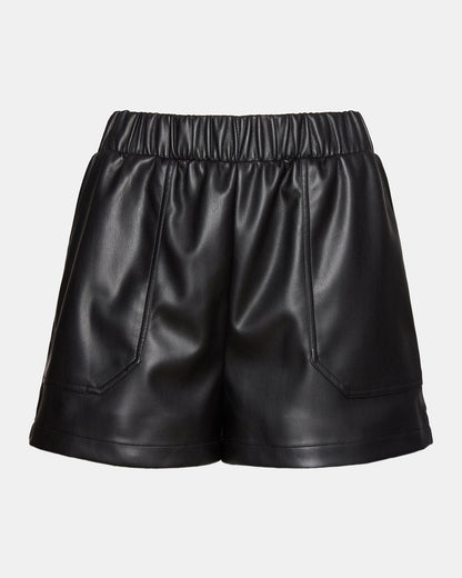 FAUX THE RECORD Short Black | Women's Faux Leather Short | Steve Madden Special Offer