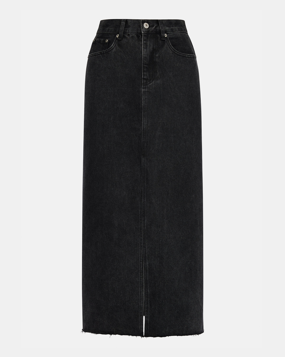 AVANI Denim Skirt Black | Women's Denim Maxi Skirt | Steve Madden Best Seller