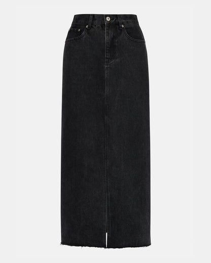 AVANI Denim Skirt Black | Women's Denim Maxi Skirt | Steve Madden Best Seller