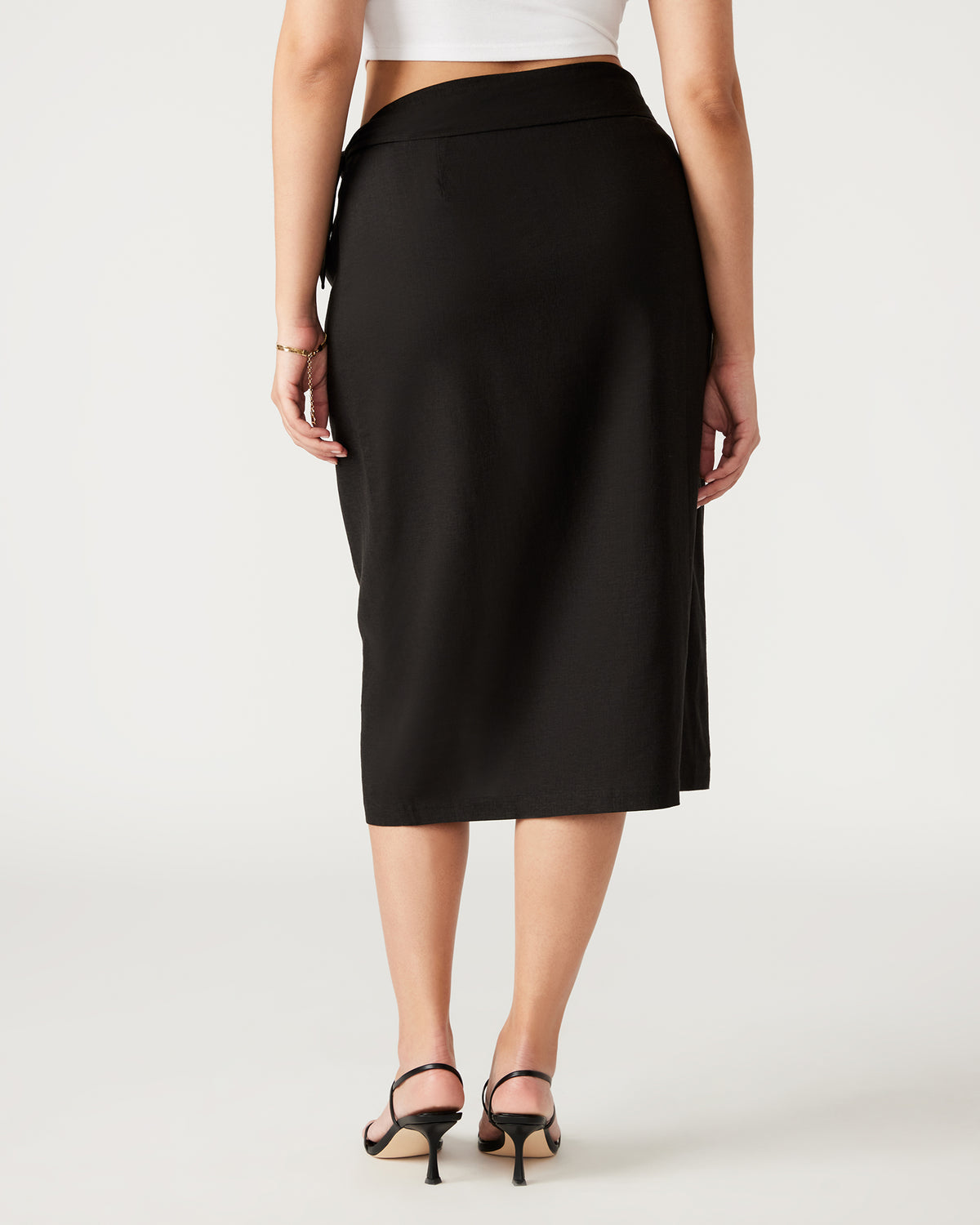 ISADORA Skirt Black | Women's Midi Wrap Skirt | Steve Madden Signature