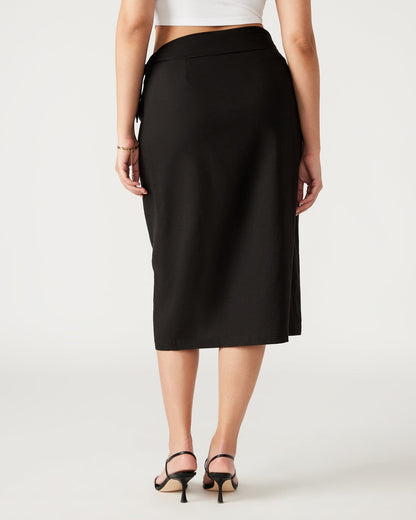 ISADORA Skirt Black | Women's Midi Wrap Skirt | Steve Madden Signature