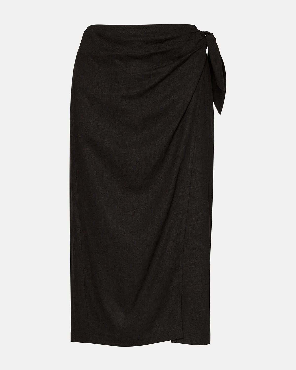 ISADORA Skirt Black | Women's Midi Wrap Skirt | Steve Madden Signature