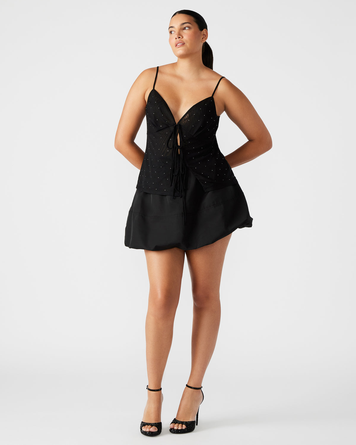 LUCA Skirt Black | Women's Bubble Mini Skirt | Steve Madden Featured