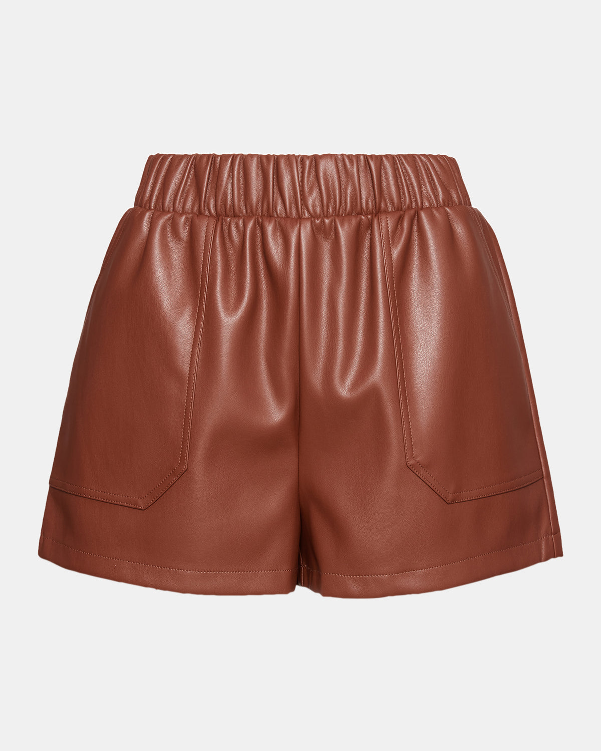 FAUX THE RECORD Short Cognac | Women's Faux Leather Short | Steve Madden Essential