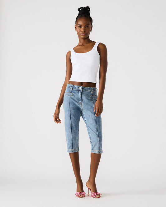 SKINNY DELRAY Denim Women's Fitted Capri Pants | Steve Madden Premium