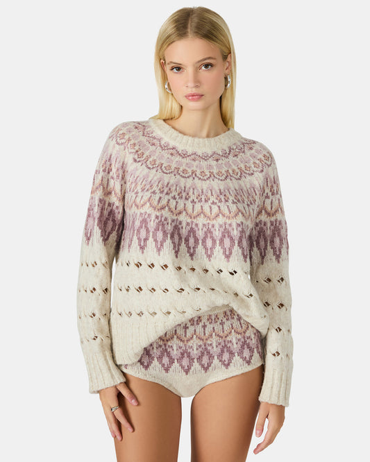 SUZETTE Multi Women's Fair Isle Long-Sleeved Pullover Sweater | Steve Madden Everyday