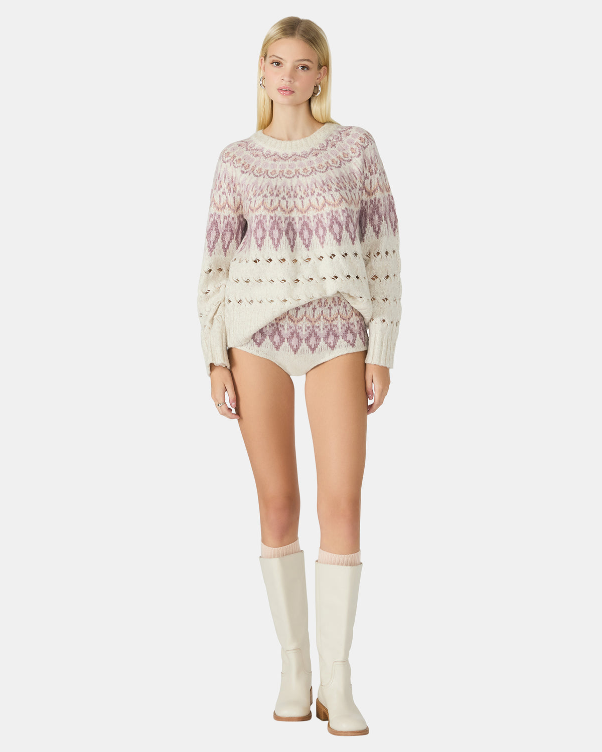 SUZETTE Multi Women's Fair Isle Long-Sleeved Pullover Sweater | Steve Madden Everyday
