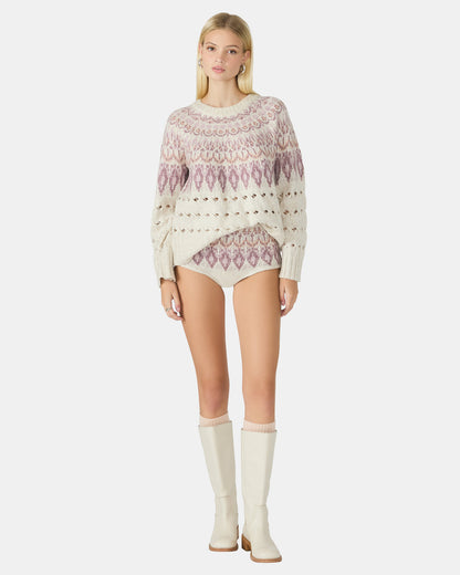 SUZETTE Multi Women's Fair Isle Long-Sleeved Pullover Sweater | Steve Madden Everyday