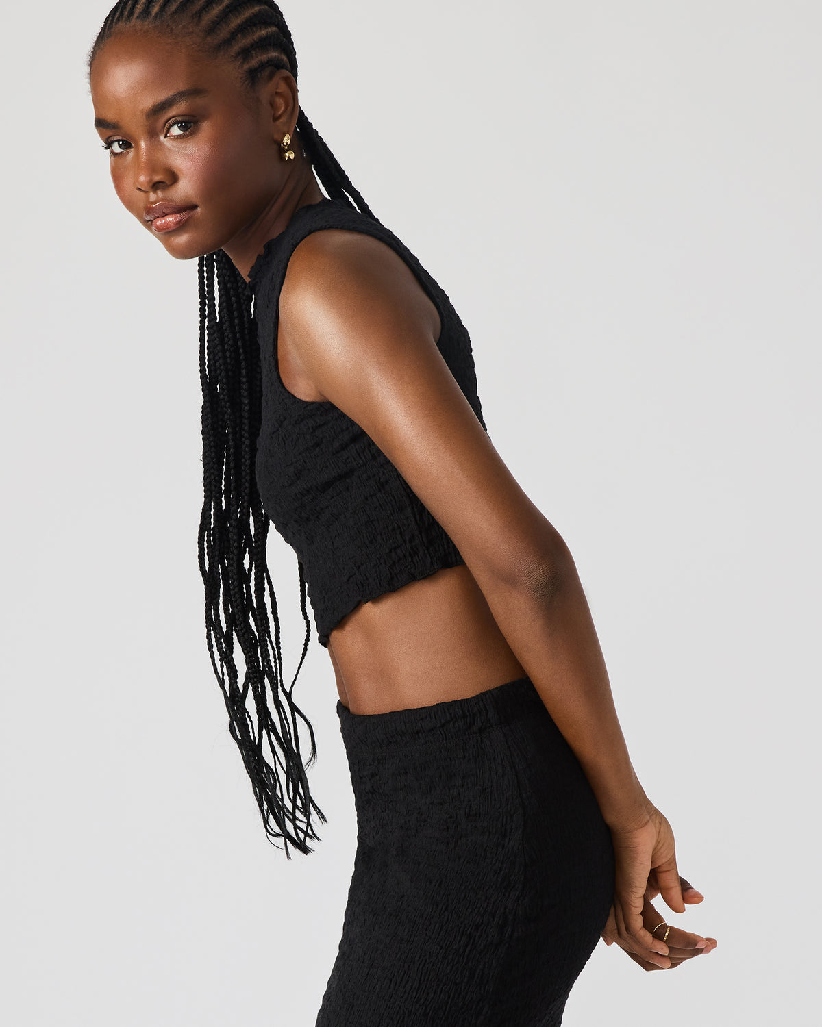 SEASIDE Maxi Skirt Set Black Women's Textured Matching Set | Steve Madden Sale