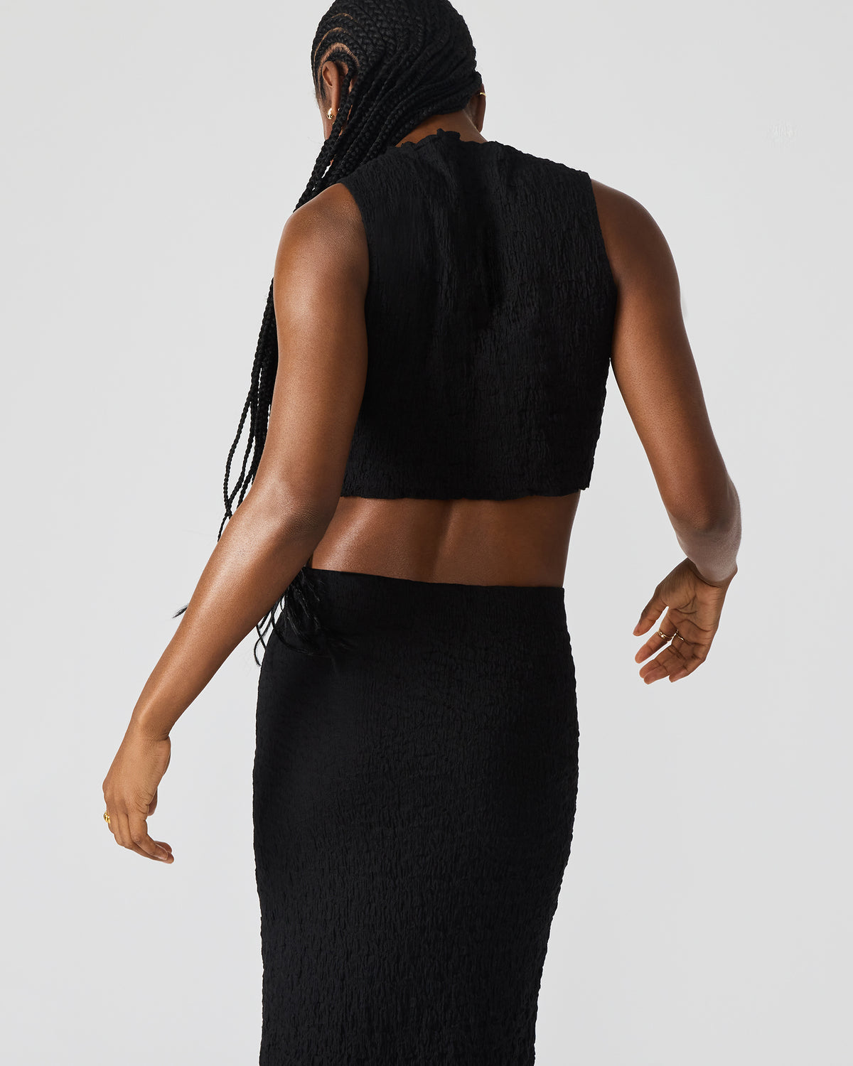 SEASIDE Maxi Skirt Set Black Women's Textured Matching Set | Steve Madden Sale