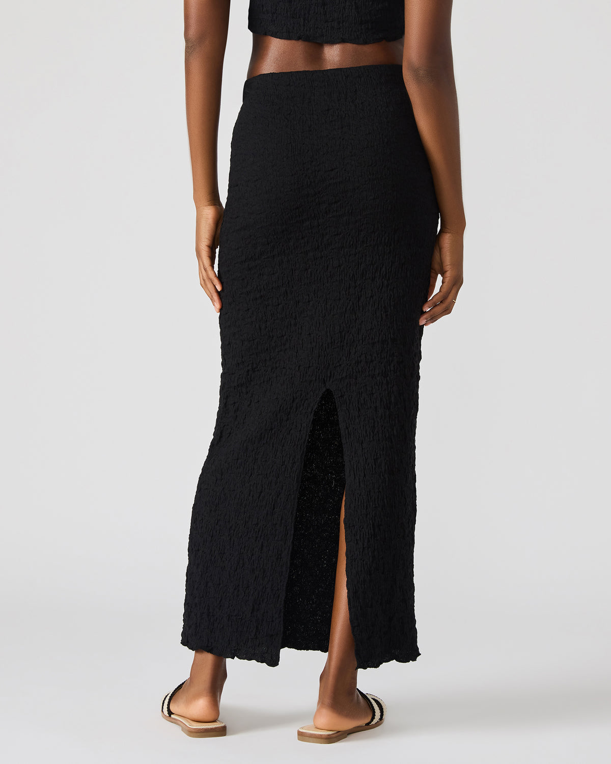 SEASIDE Maxi Skirt Set Black Women's Textured Matching Set | Steve Madden Sale