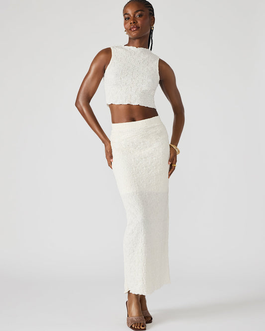 SEASIDE Maxi Skirt Set Cream Women's Textured Matching Set | Steve Madden Sale