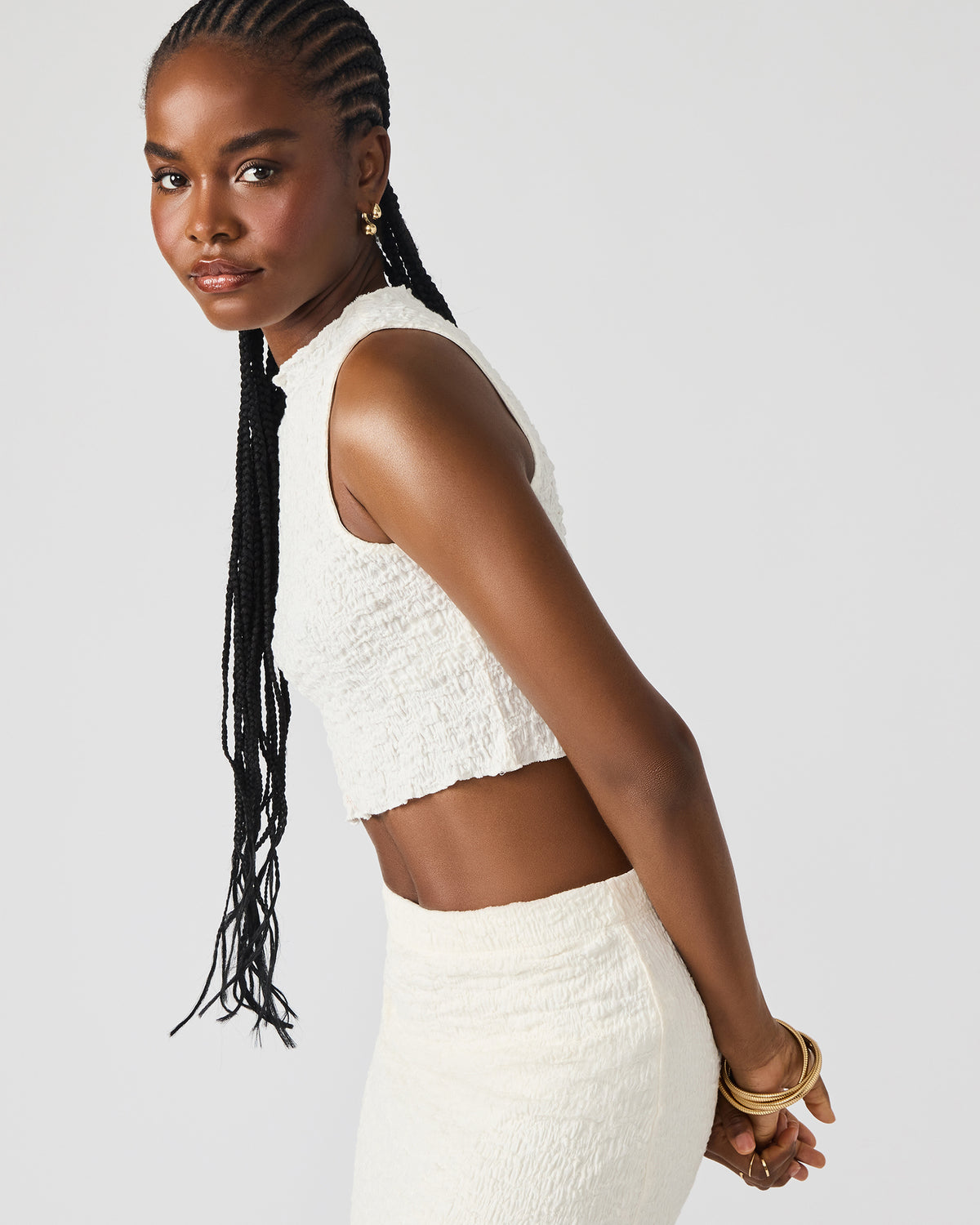 SEASIDE Maxi Skirt Set Cream Women's Textured Matching Set | Steve Madden Sale