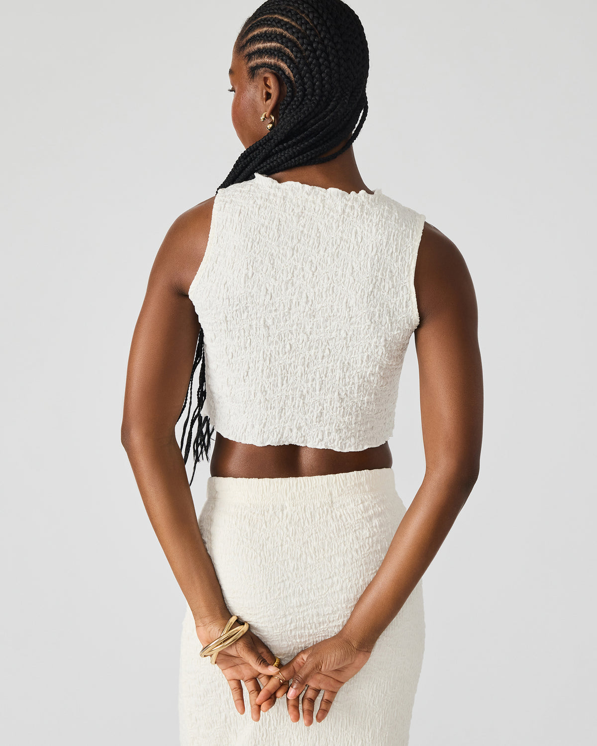 SEASIDE Maxi Skirt Set Cream Women's Textured Matching Set | Steve Madden Sale