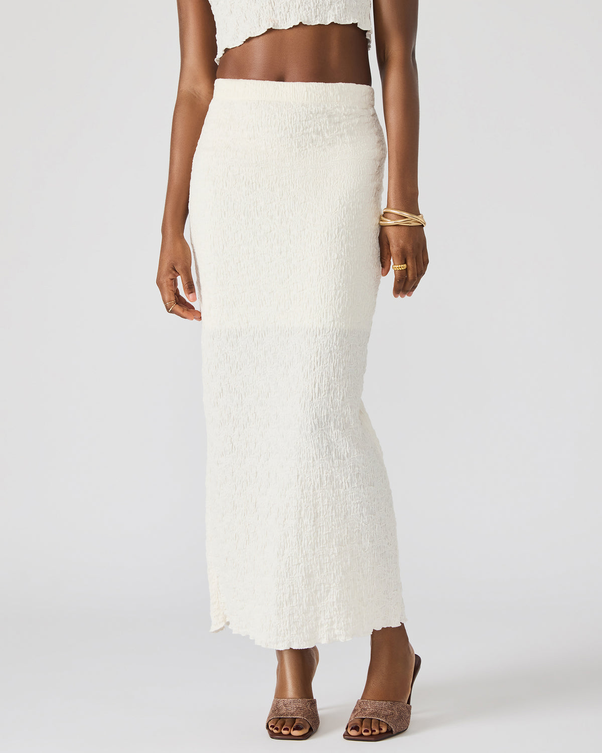 SEASIDE Maxi Skirt Set Cream Women's Textured Matching Set | Steve Madden Sale