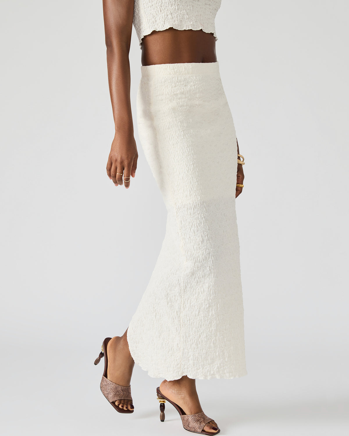 SEASIDE Maxi Skirt Set Cream Women's Textured Matching Set | Steve Madden Sale