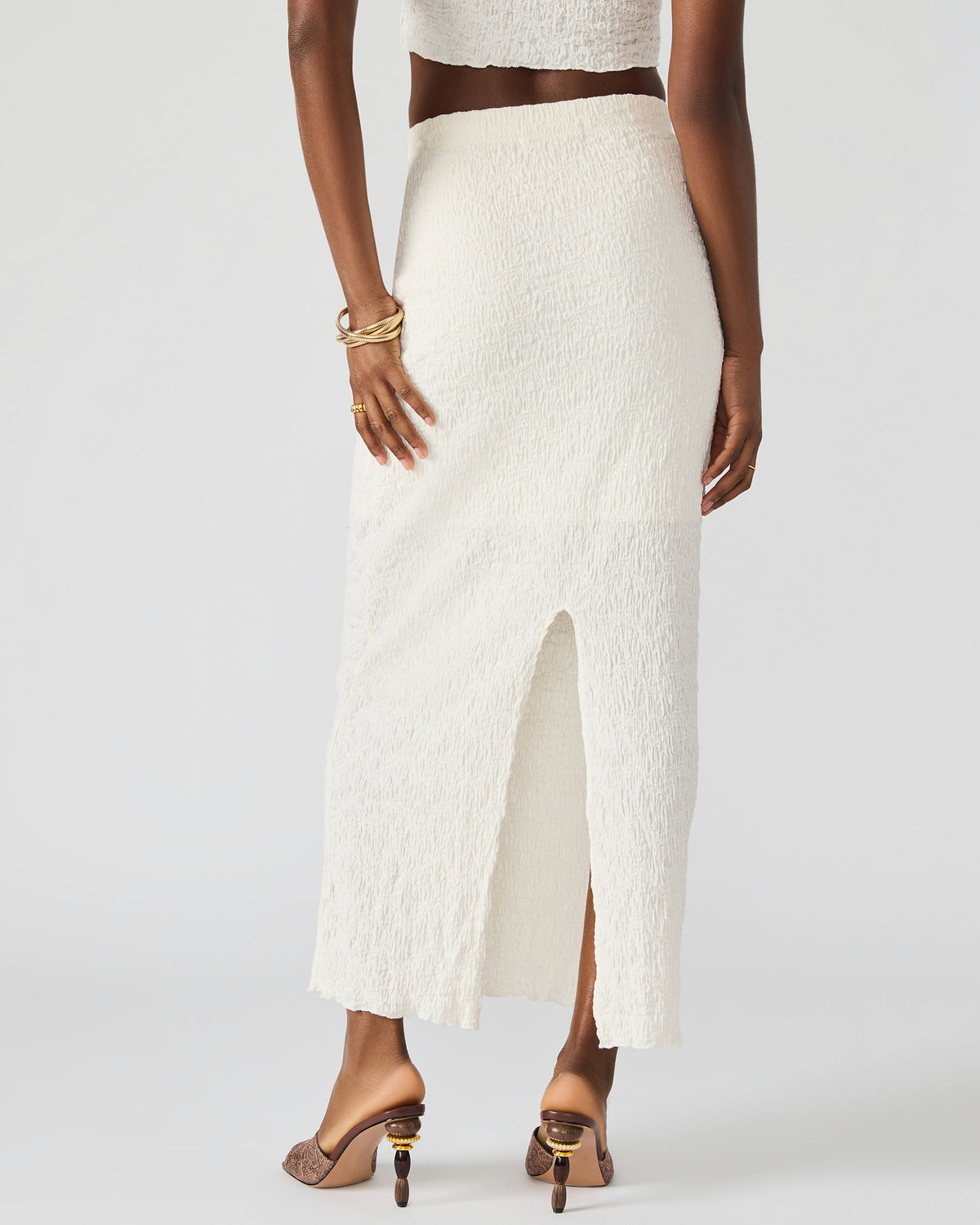 SEASIDE Maxi Skirt Set Cream Women's Textured Matching Set | Steve Madden Sale