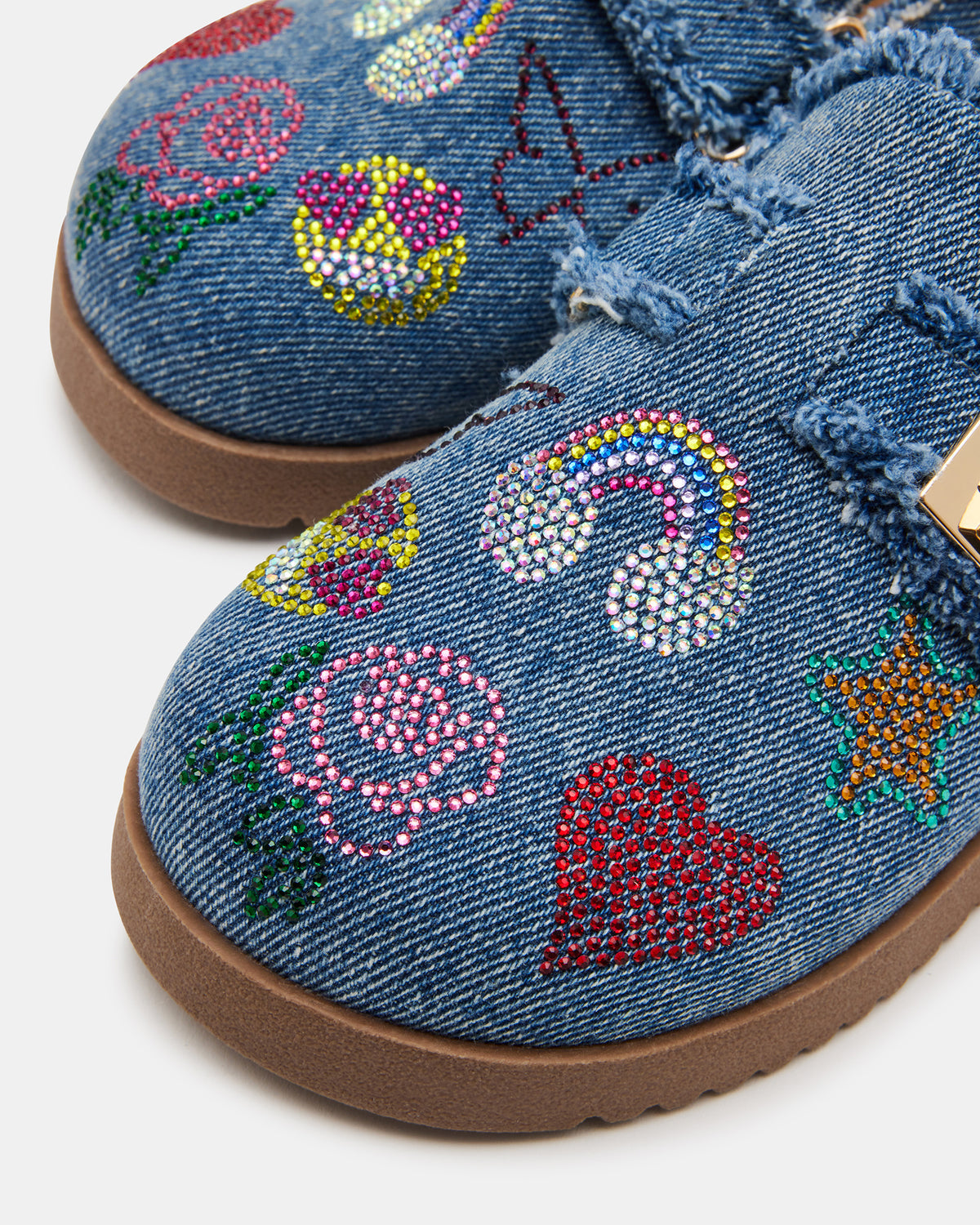 Kids' MONEYY Denim Multi Girls' Slip-On Clogs | Steve Madden Customer Favorite