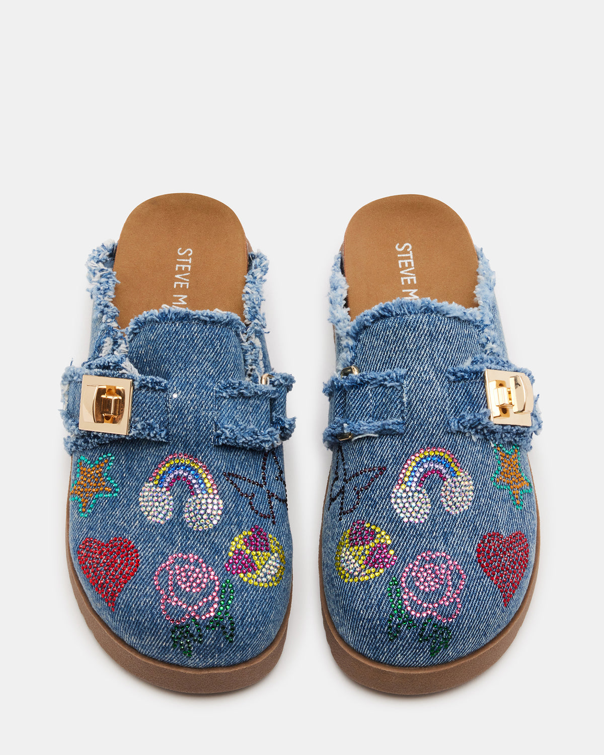 Kids' MONEYY Denim Multi Girls' Slip-On Clogs | Steve Madden Customer Favorite