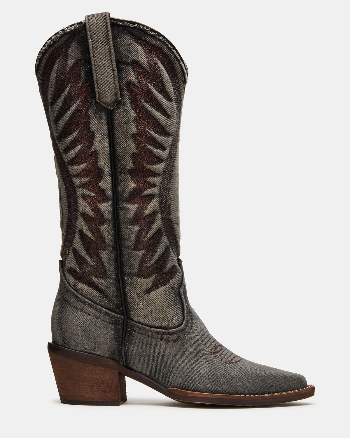 ALBANY Black Denim Pointed-Toe Women's Western Boot | Steve Madden Best Seller