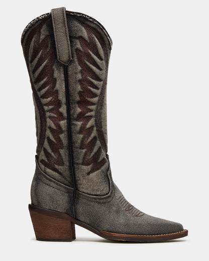 ALBANY Black Denim Pointed-Toe Women's Western Boot | Steve Madden Best Seller