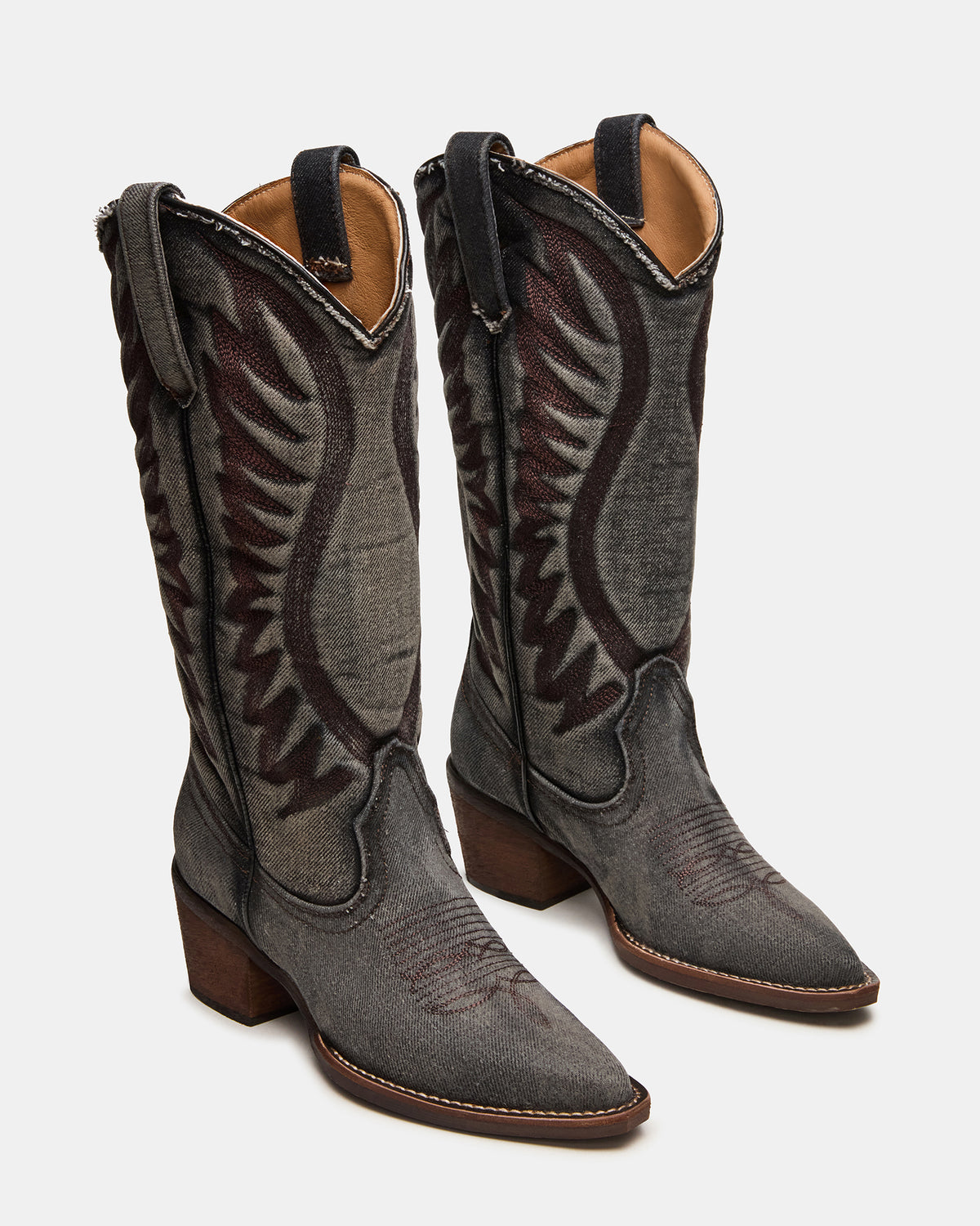 ALBANY Black Denim Pointed-Toe Women's Western Boot | Steve Madden Best Seller