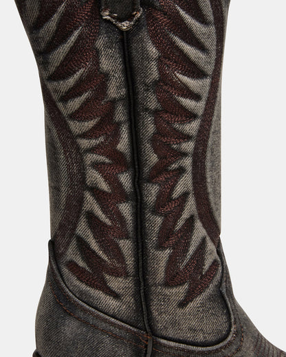 ALBANY Black Denim Pointed-Toe Women's Western Boot | Steve Madden Best Seller