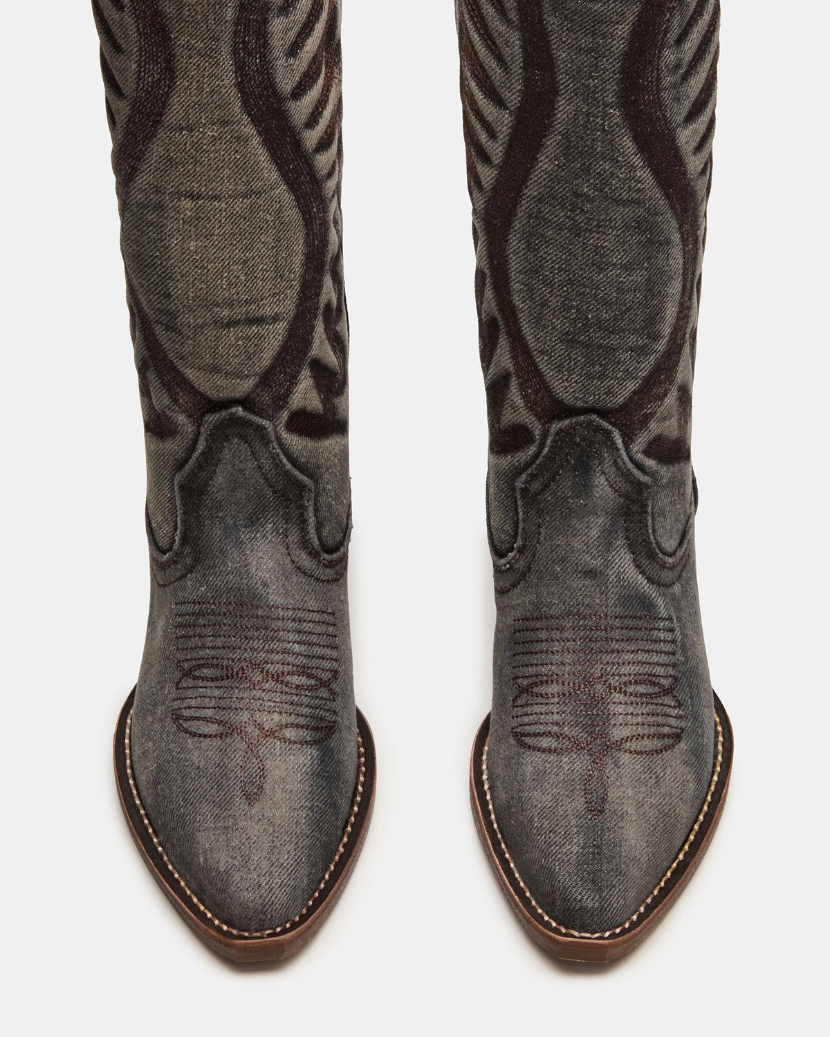 ALBANY Black Denim Pointed-Toe Women's Western Boot | Steve Madden Best Seller