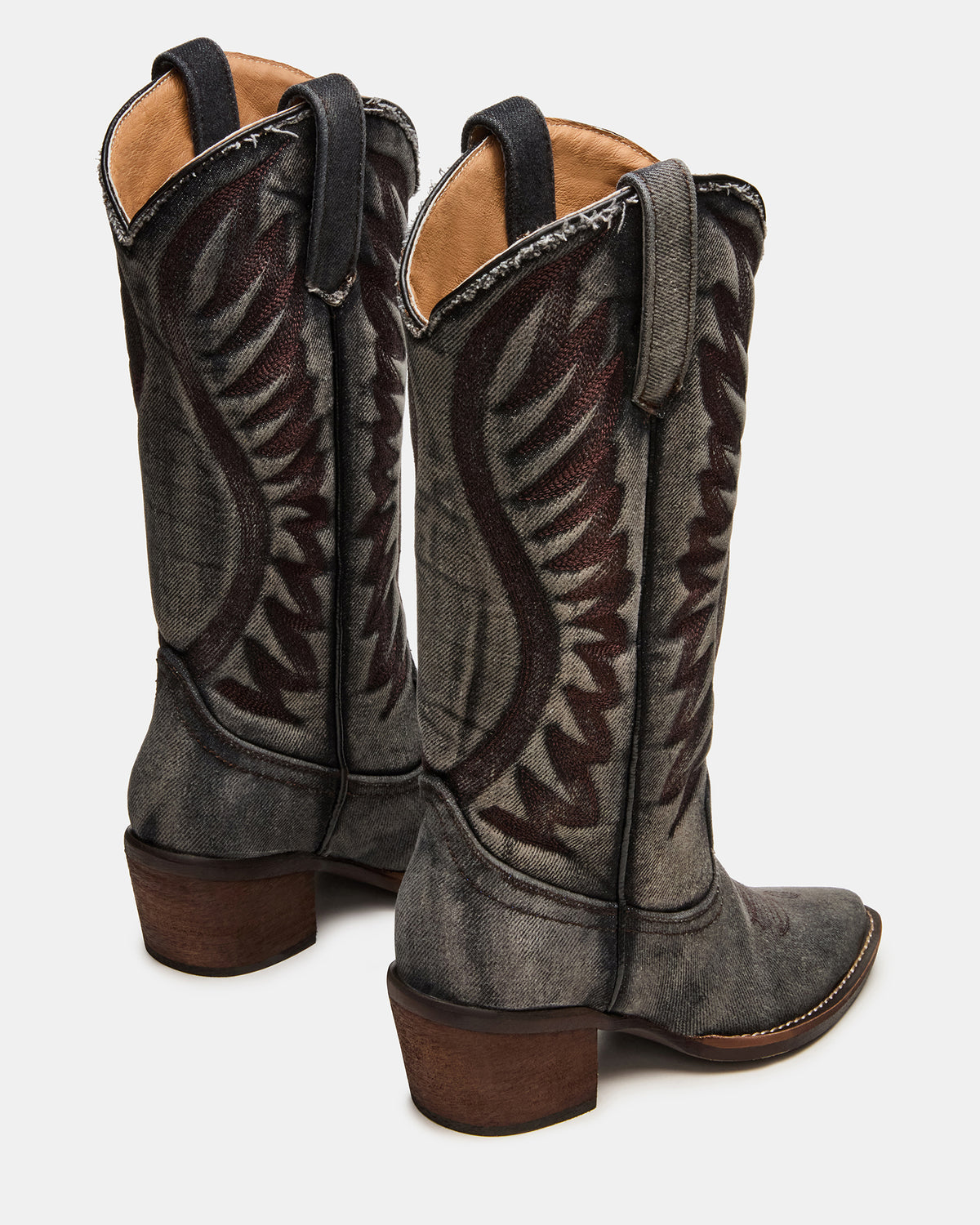 ALBANY Black Denim Pointed-Toe Women's Western Boot | Steve Madden Best Seller