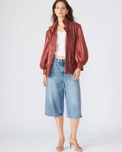 VEE Dusty Brick Faux Leather Long-Sleeved Women's Jacket | Steve Madden Special Offer
