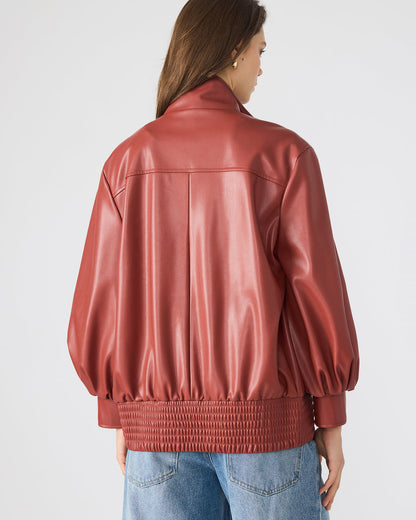 VEE Dusty Brick Faux Leather Long-Sleeved Women's Jacket | Steve Madden Special Offer