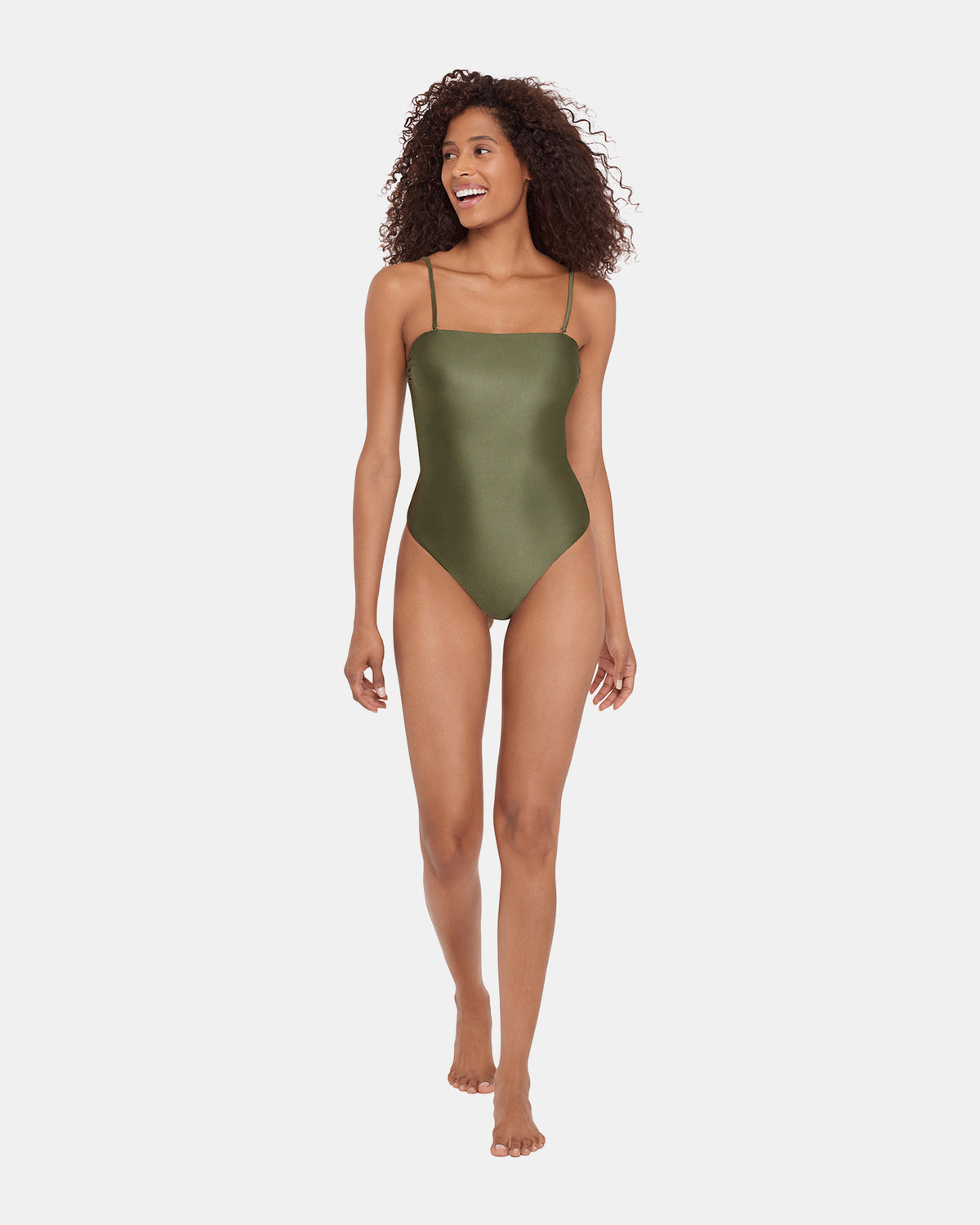 SHINE BRIGHT ONE PIECE SWIMSUIT Olive Women's Bandeau One-Piece Swimsuit | Steve Madden Trending