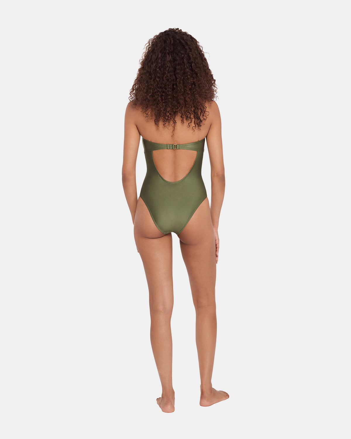 SHINE BRIGHT ONE PIECE SWIMSUIT Olive Women's Bandeau One-Piece Swimsuit | Steve Madden Trending