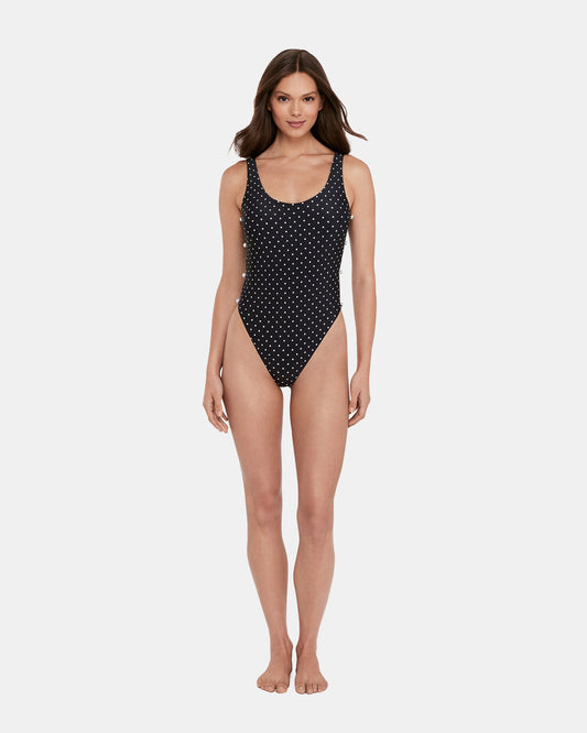 DARLING DOT ONE PIECE SWIMSUIT Black Multi Women's One-Piece Swimsuit | Steve Madden Deals
