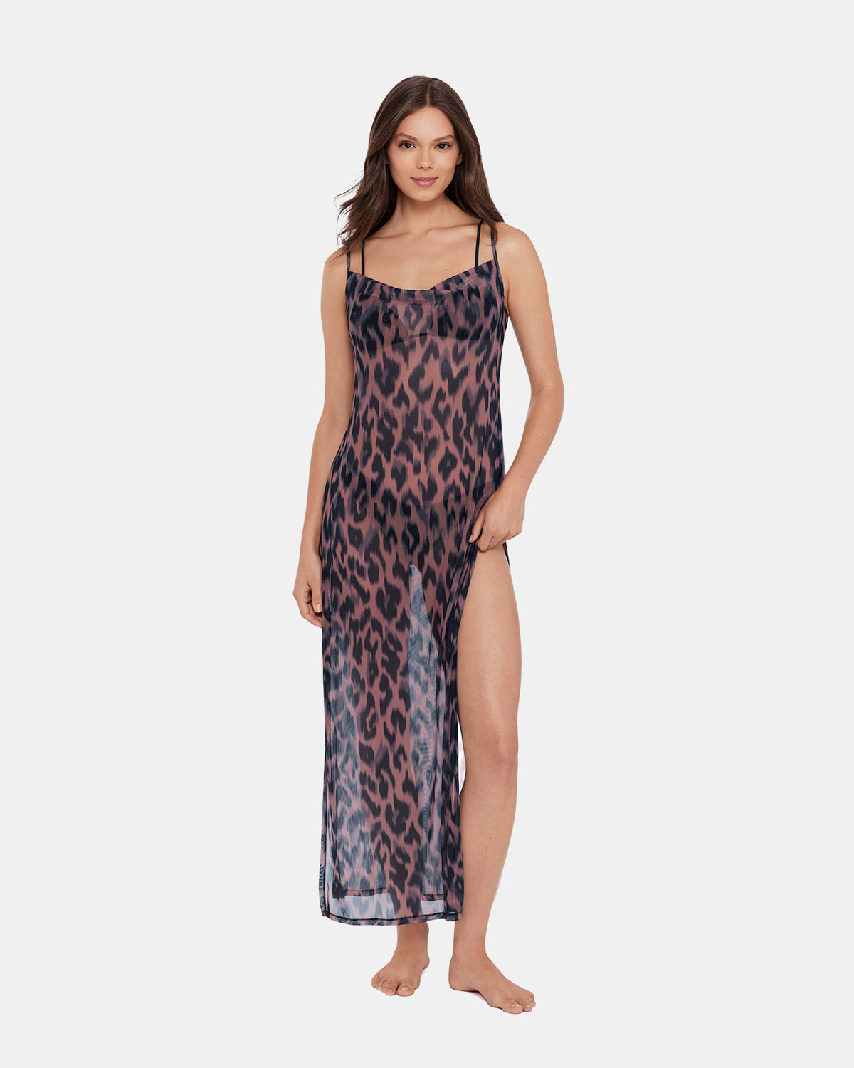 STATIC LEOPARD BIKINI COVER-UP Natural Flowy Mesh Women's Swim Cover-Up | Steve Madden Smart Buy