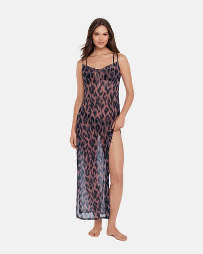 STATIC LEOPARD BIKINI COVER-UP Natural Flowy Mesh Women's Swim Cover-Up | Steve Madden Smart Buy