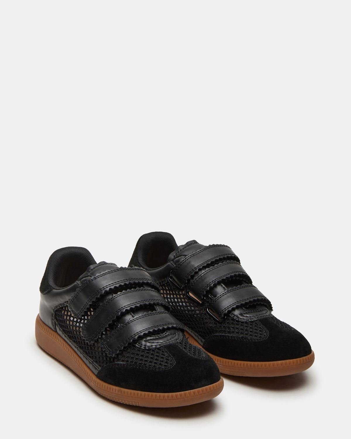 MOMENTUM Mesh Black Women's Velcro Low-Top Sneakers | Steve Madden Trusted