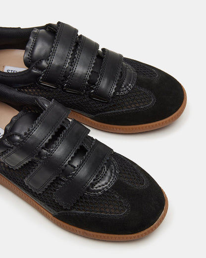 MOMENTUM Mesh Black Women's Velcro Low-Top Sneakers | Steve Madden Trusted
