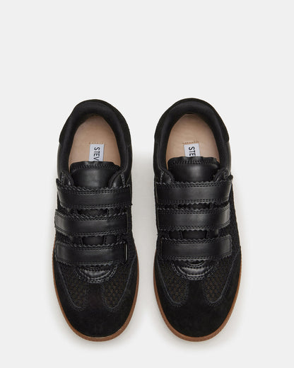 MOMENTUM Mesh Black Women's Velcro Low-Top Sneakers | Steve Madden Trusted