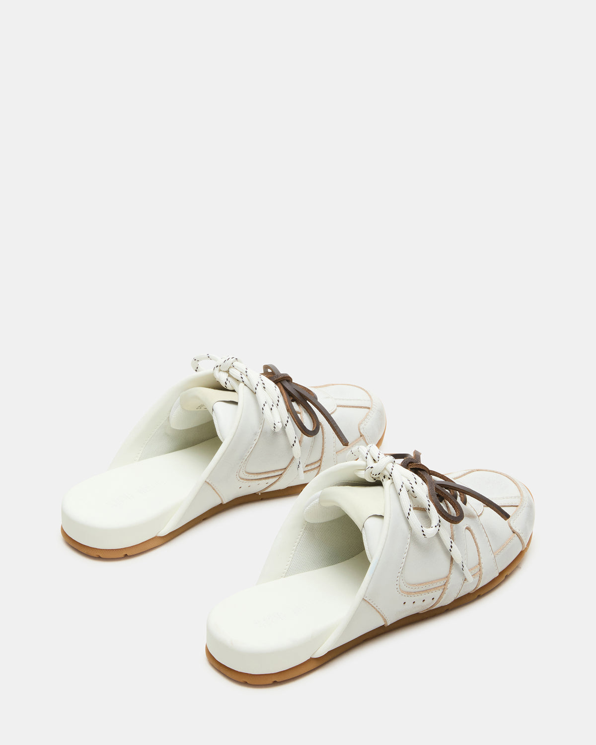 MAYSA White Distressed Women's Low-Top Slip-On Mule Sneakers | Steve Madden Signature