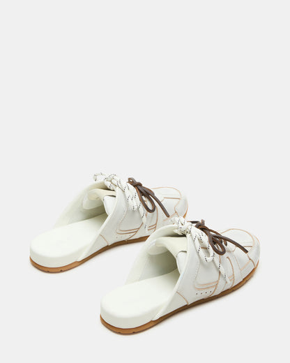 MAYSA White Distressed Women's Low-Top Slip-On Mule Sneakers | Steve Madden Signature