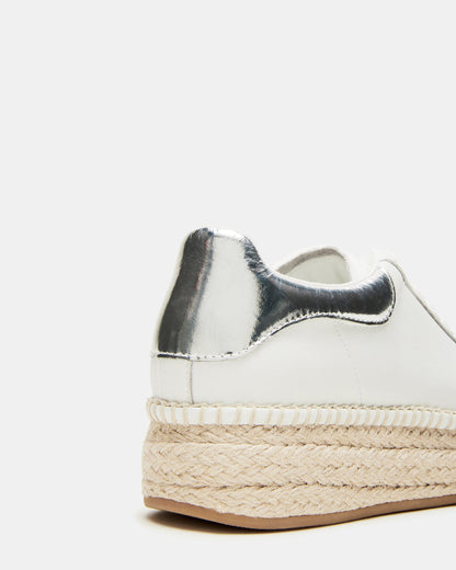 GLANCE White/Silver Espadrille Platform Casual | Women's Sneakers | Steve Madden Essential